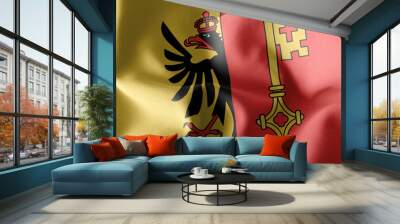 3D illustration flag of Geneva is a region of Switzerland. Wall mural