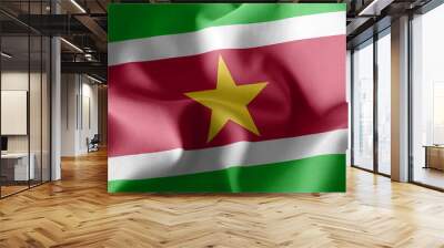 3D rendering illustration flag of Suriname. Waving on the wind f Wall mural