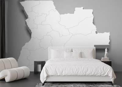 Angola 3d map with borders of regions Template for your design Wall mural