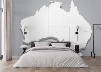 Australia 3d map with borders of regions Wall mural