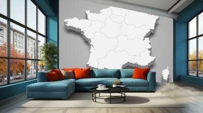 france 3d map with borders template for your design Wall mural