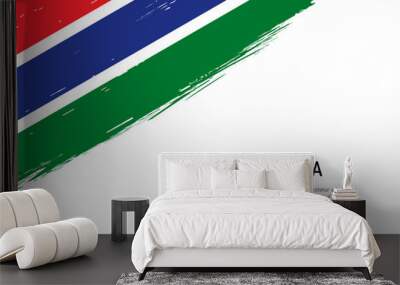 Grunge styled brush stroke background with flag of Gambia Wall mural