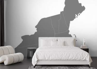 High Quality map of Northeast region of United States of America with borders Wall mural