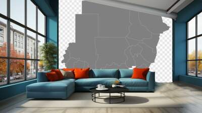 High quality map of Sudan with borders of the regions Wall mural