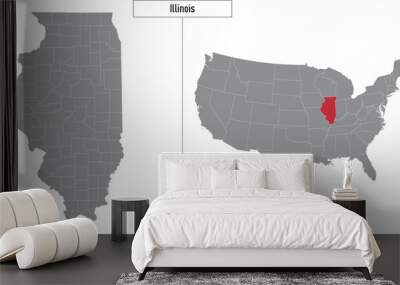 map of Illinois state of United States and location on USA map Wall mural