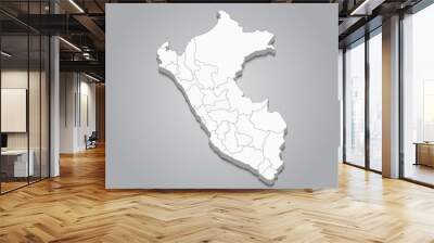 Peru 3d map with borders of regions Wall mural