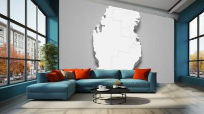 Qatar 3d map with borders Template for your design Wall mural