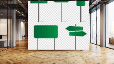 Set of blank road signs isolated on transparent background. Vector illustration. Wall mural