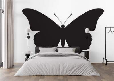 Silhouette of butterfly. Monochrome vector illustration Wall mural