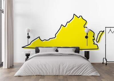 Simple outline map of Virginia is a state of United States. Stylized line design Wall mural