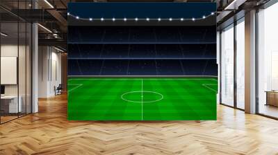 Soccer football stadium with green field. Wall mural