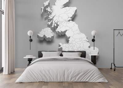 United Kingdom 3d map with borders Template for your design Wall mural