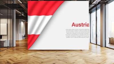 Wave flag of Austria on white background. Wall mural