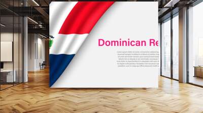 Wave flag of Dominican Republic on white background. Wall mural