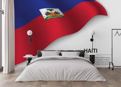 Wave flag of Haiti on white background. Banner or ribbon vector template Wall mural