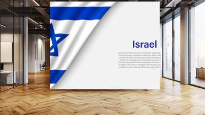 Wave flag of  Israel on white background. Wall mural