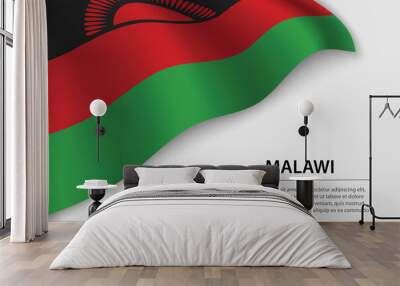 Wave flag of Malawi on white background. Banner or ribbon vector template Wall mural