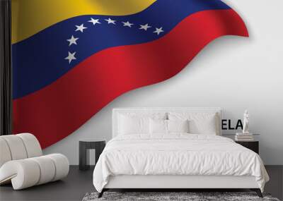 Wave flag of Venezuela on white background. Banner or ribbon vec Wall mural