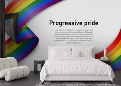 Waving flag of Progressive pride on white background. Wall mural