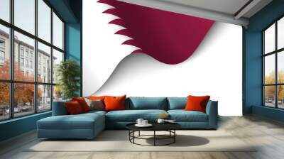 Waving flag of Qatar on white background. Banner or ribbon template for independence day Wall mural