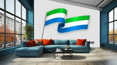 Waving flag of Sierra Leone on flagpole. Template for independence day Wall mural