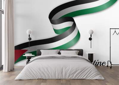 waving ribbon flag Palestine Wall mural