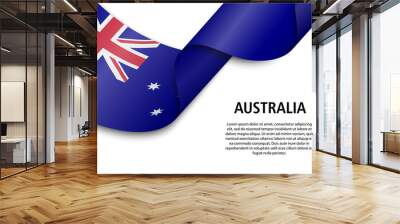 Waving ribbon or banner with flag australia Wall mural