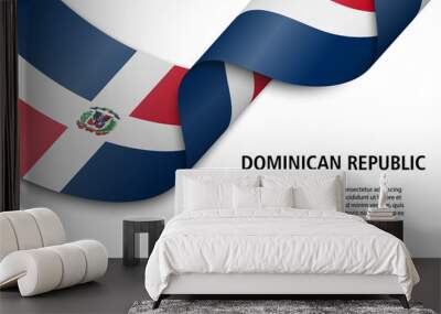 Waving ribbon or banner with flag dominican republic Wall mural