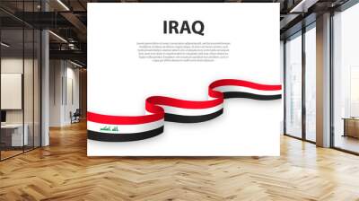 Waving ribbon or banner with flag of Iraq Wall mural