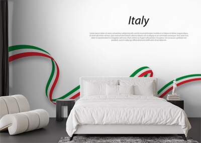 Waving ribbon or banner with flag of Italy. Wall mural