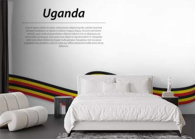 Waving ribbon or banner with flag of Uganda Wall mural