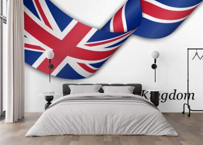 Waving ribbon or banner with flag of United Kingdom Wall mural