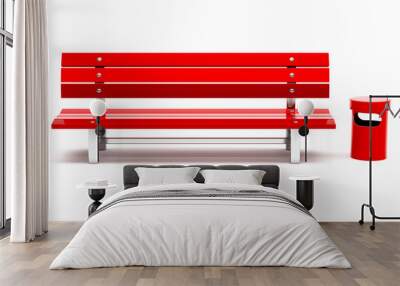 Red bench and bin Wall mural