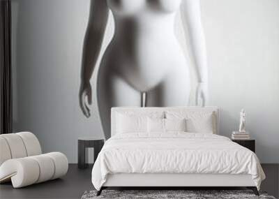 Plus size female mannequin with curvy body figure on light studio background. Plus size fashion figure template. body positivity and feminism concept. XXXL size, overweight female body Wall mural