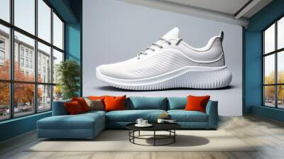 white sneaker isolated on light background, sport shoe fashion, sneakers, trainers, sport lifestyle, Wall mural