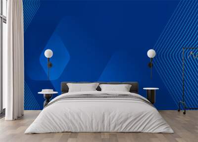 Modern abstract blue background with glowing geometric lines. Blue gradient hexagon shape design. Futuristic technology concept. Wall mural