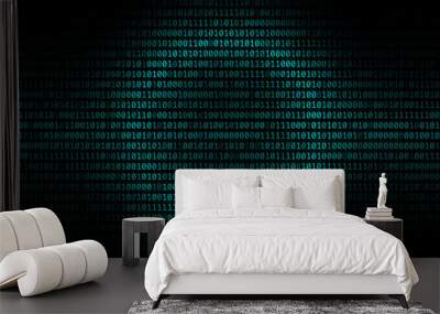 Binary code abstract background, Digital communication code. Wall mural