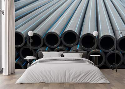 HDPE potable pipe, HDPE pipeline, Storage of HDPE pipe, HDPE pip Wall mural