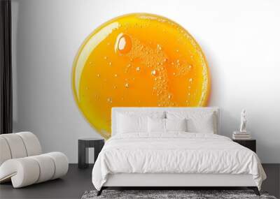 Puddle of orange juice isolated on white background, top view. Generative Ai Wall mural