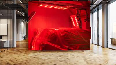 Paint Spray Booth Automotive with Infrared Heater Lamp. Paint Curing Light Wall mural