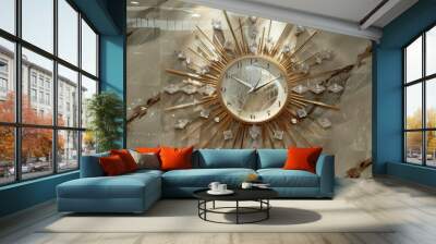 antique clock on the wall Wall mural