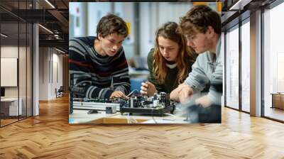 Team working on robotics project Wall mural