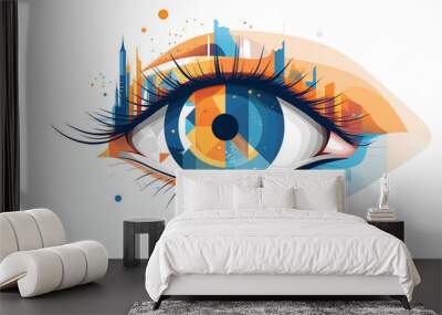 Celebrating World Sight Day by raising awareness about the importance of eye health. Let's work together to ensure everyone has access to vision care, flat colors, and minimal no shading, white backgr Wall mural