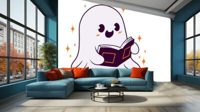 Halloween ghost boo reading a book Wall mural