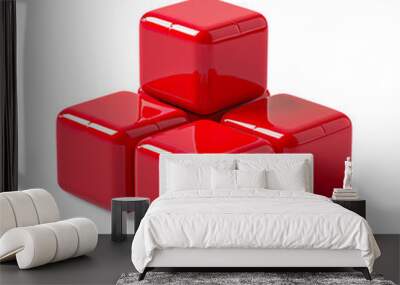 Red Discount Cubes on Transparent Background Wall mural