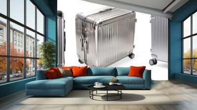 Silver Luggage isolated on a transparent background 
 Wall mural