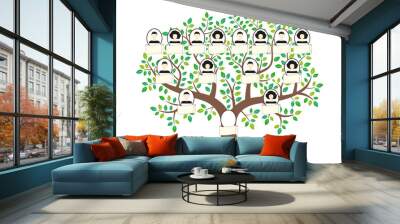 Family tree and nameplate. Vector illustration man and woman profile on a white background Wall mural