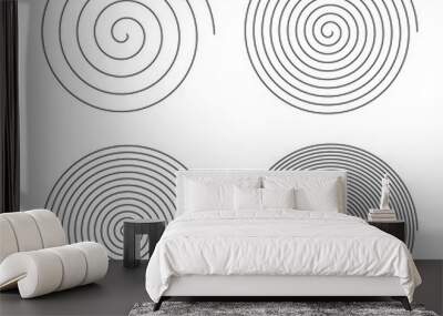 Set of line in circle form. Isolated thin line spiral goes to edge of canvas. Vector illustration Wall mural