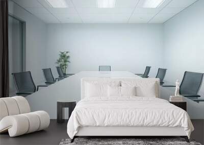 A clean, white meeting room with plenty of space for text or images. Wall mural