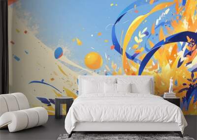 Abstract Floral Explosion in Vivid Hues Wall mural